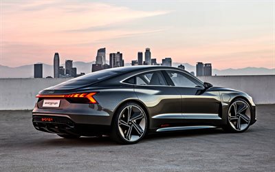 Audi E-Tron GT Concept, 2019, rear view, exterior, black sports coupe, electric car, new black E-Tron, German cars, Audi