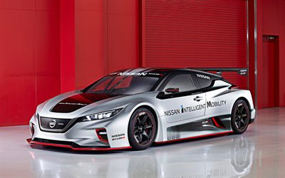 Nissan Leaf Nismo RC Concept, 2018, 4k, front view, electric race car, sports car, Japanese electric cars, tuning Leaf, Nissan