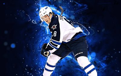 Jacob Trouba, hockey spelare, Winnipeg Jets, NHL, hockey stj&#228;rnor, Trouba, hockey, neon lights