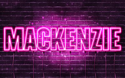 Mackenzie, 4k, wallpapers with names, female names, Mackenzie name, purple neon lights, horizontal text, picture with Mackenzie name