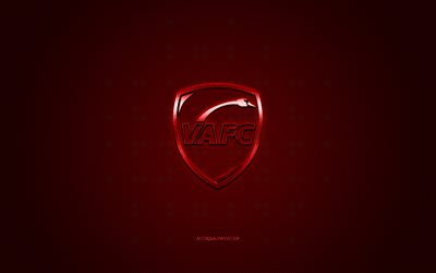 Il Valenciennes FC, club di calcio francese, la Ligue 2, il logo rosso, rosso contesto in fibra di carbonio, calcio, Valenciennes, in Francia, il Valenciennes FC logo