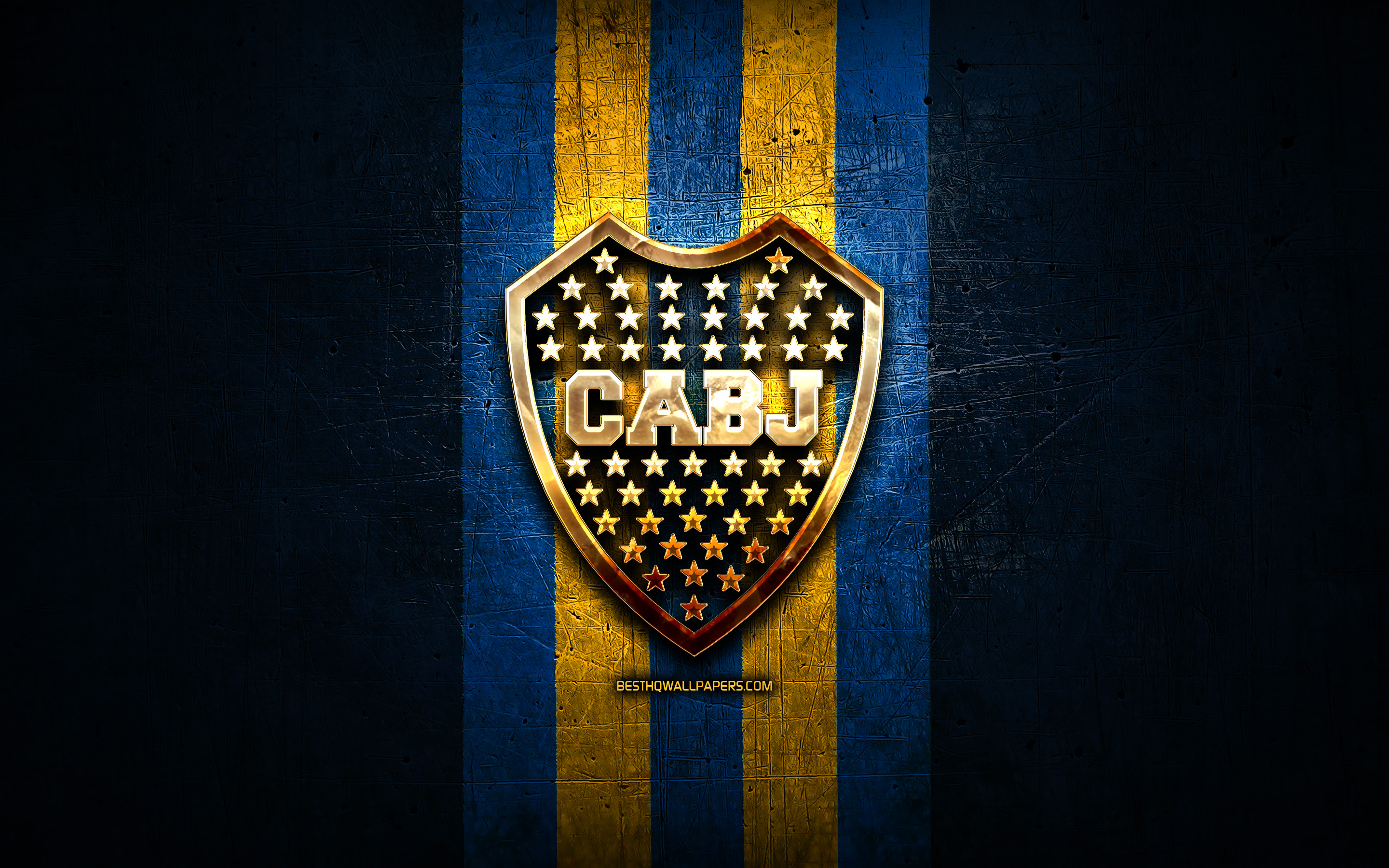 Descargar fondos de pantalla Boca Juniors FC, de oro logotipo, Argentino de  Primera División, de metal de color azul de fondo, fútbol, CA Boca Juniors,  de argentina fútbol club, Boca Juniors, logo,