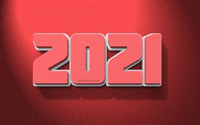 2021 Yeni Yıl, 2021 kırmızı grunge arka plan, 2021 3d harfler, Mutlu Yıllar 2021, 2021 3d sanat, 2021 kavramları