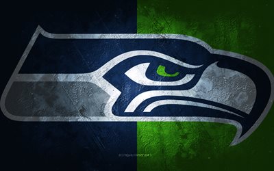 Seattle Seahawks, American football team, blue stone background, Seattle Seahawks logo, grunge art, NFL, American football, USA, Seattle Seahawks emblem