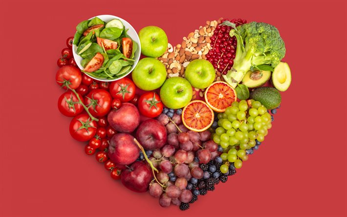 Terveellinen ruoka, hedelmien ja vihannesten syd&#228;n, hyv&#228; ravitsemus, ruokavalio, laihtuminen