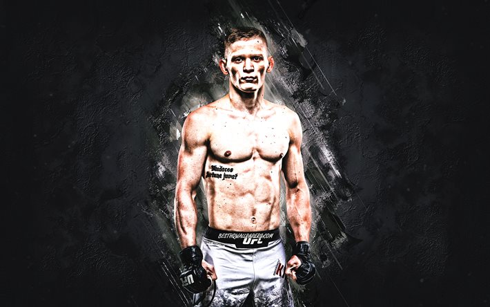Sergey Khandozhko, MMA, UFC, Russian fighter, gray stone background, portrait