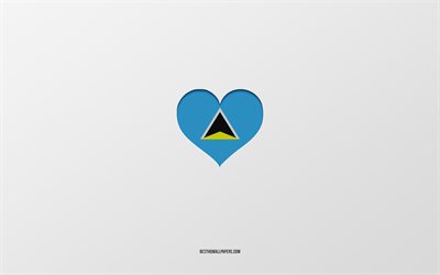Saint Lucia, Kuzey Amerika &#252;lkeleri, gri arka plan, Saint Lucia bayrak kalp, en sevdiğim &#252;lke, Saint Lucia seviyorum