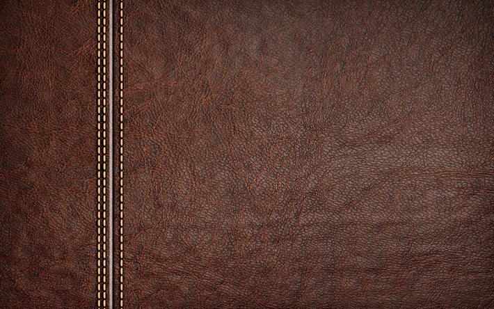 4k, leather with stitching, macro, leather textures, brown leather texture, brown backgrounds, leather backgrounds, leather