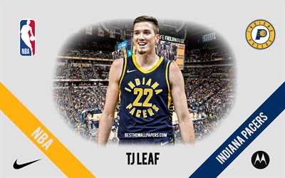 TJ Leaf, Indiana Pacers, American Basketball Player, NBA, portrait, USA, basketball, Bankers Life Fieldhouse, Indiana Pacers logo, Ty Jacob Leaf