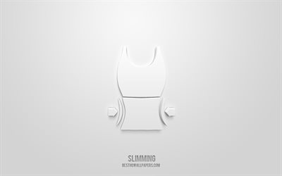 Slimming 3d icon, white background, 3d symbols, Slimming, Health icons, 3d icons, Slimming sign, Health 3d icons