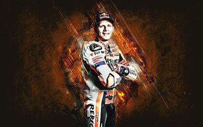 Stefan Bradl, Repsol Honda Team, German motorcycle racer, MotoGP, orange stone background, portrait, MotoGP World Championship