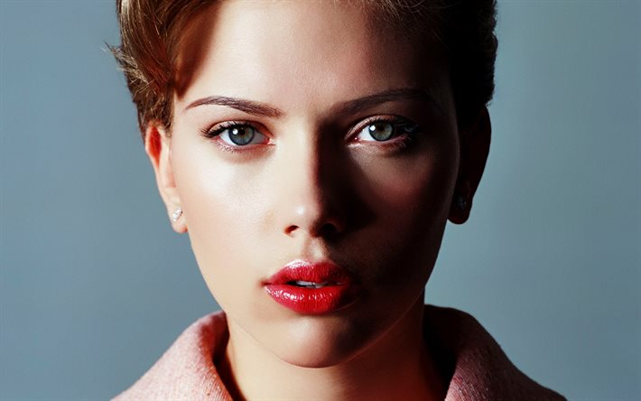 Scarlett Johansson, portrait, actrice am&#233;ricaine, photoshoot, maquillage, belle femme