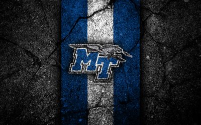 Middle Tennessee Blue Raiders, 4k, amerikkalaisen jalkapallon joukkue, NCAA, sininen valkoinen kivi, YHDYSVALLAT, asfalttikuvio, amerikkalainen jalkapallo, Middle Tennessee Blue Raiders -logo