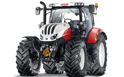 Steyr Profi 6145 CVT, macchine agricole, nuovo trattore, nuovo Profi bianco e rosso 6145, Steyr