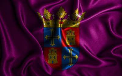Bandiera di Palencia, 4k, bandiere ondulate di seta, città spagnole, Giorno di Palencia, bandiere in tessuto, arte 3D, Palencia, città della Spagna, bandiera Palencia 3D