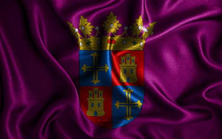 Palencia bayrağı, 4k, ipek dalgalı bayraklar, İspanyol şehirleri, Palencia G&#252;n&#252;, Palencia Bayrağı, kumaş bayraklar, 3D sanat, Palencia, İspanya şehirleri, Palencia 3D bayrak