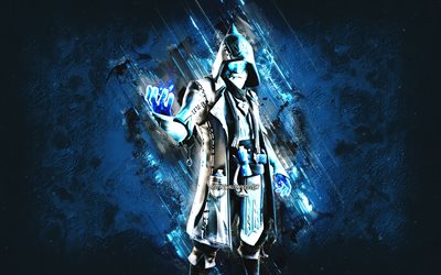 Fortnite Icewater Castor Skin, Fortnite, main characters, blue stone background, Icewater Castor, Fortnite skins, Icewater Castor Skin, Icewater Castor Fortnite, Fortnite characters