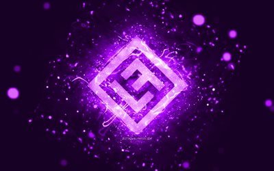 Logotipo violeta de Lost Frequencies, 4k, DJs belgas, luzes de n&#233;on violeta, criativo, fundo abstrato violeta, Felix De Laet, logotipo de Lost Frequencies, estrelas da m&#250;sica, Lost Frequencies