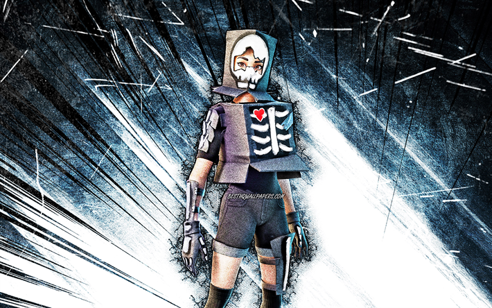 4k, Spectral Delivery Boxy, grunge art, Fortnite Battle Royale, Fortnite characters, blue abstract rays, Spectral Delivery Boxy Skin, Fortnite, Spectral Delivery Boxy Fortnite