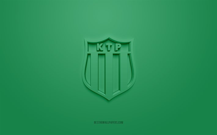 Kotkan Tyovaen Palloilijat, creative 3D logo, green background, Finnish football team, Veikkausliiga, Kotka, Finland, football, Kotkan Tyovaen Palloilijat 3d logo