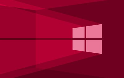 4K, logo rose Windows 10, fond abstrait rose, minimalisme, logo Windows 10, minimalisme Windows 10, Windows 10