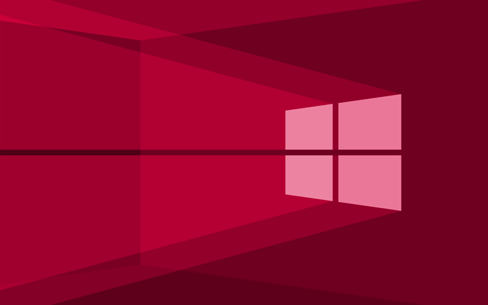 4K, logo rosa di Windows 10, sfondo astratto rosa, minimalismo, logo di Windows 10, minimalismo di Windows 10, Windows 10