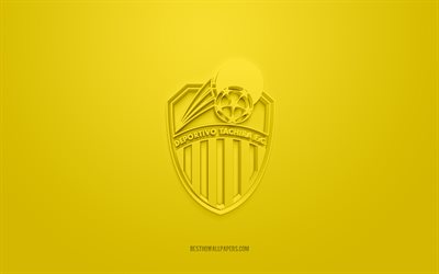 デポルティボ・タチラFC, クリエイティブな3Dロゴ, 黄色の背景, ベネズエラのサッカーチーム, ベネズエラプリメーラ部門, サンクリストバル, ベネズエラ, 3Dアート, サッカー, デポルティボ・タチラFC3Dロゴ
