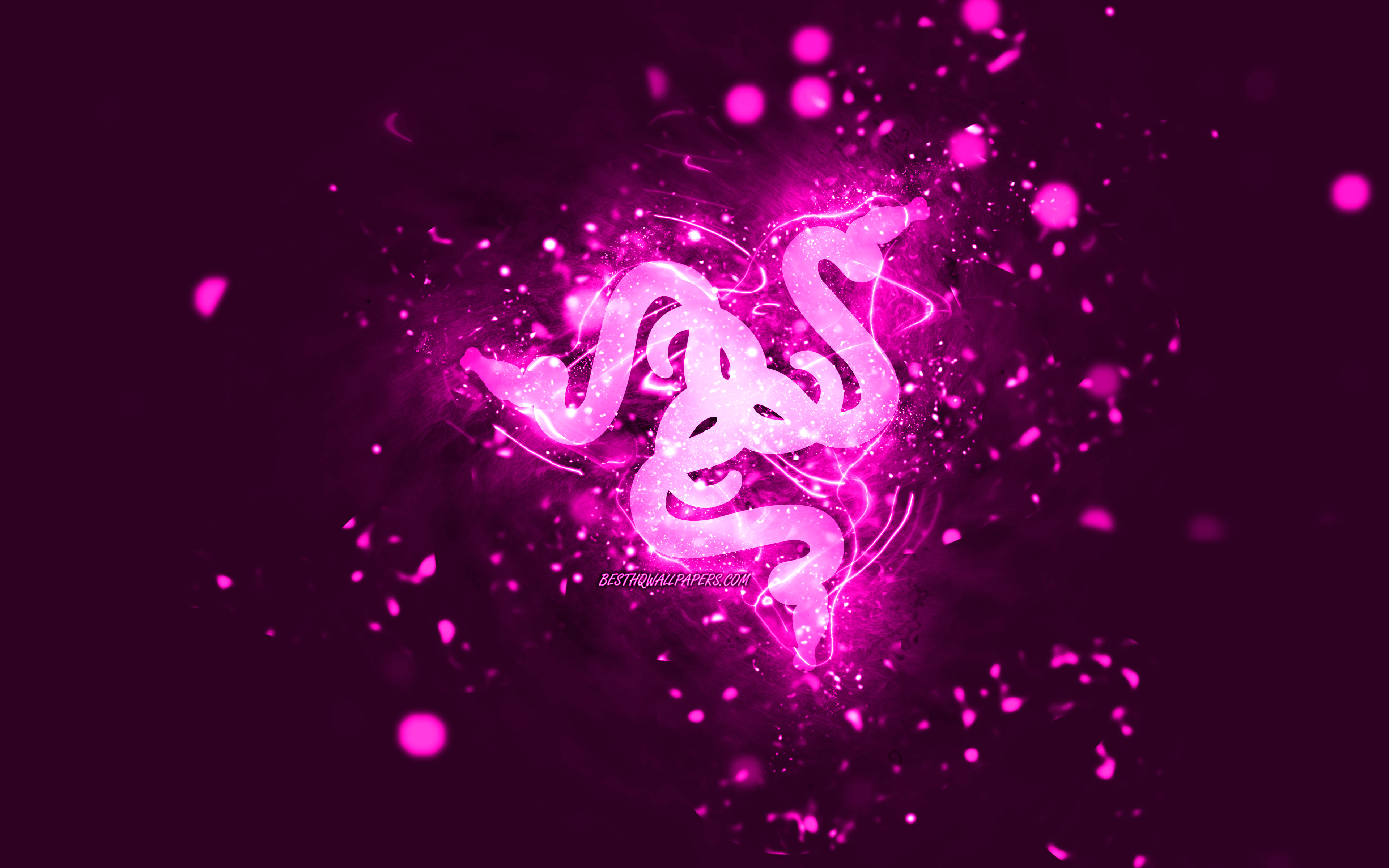 Download Wallpapers Razer Purple Logo 4k Purple Neon Lights Creative Turquoise Abstract Background Razer Logo Brands Razer For Desktop With Resolution 3840x2400 High Quality Hd Pictures Wallpapers