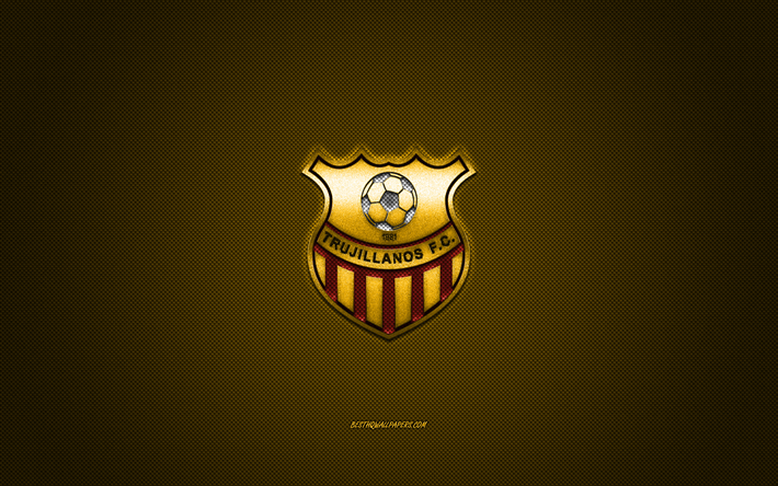 Trujillanos FC, Venezuelan football club, yellow logo, yellow carbon fiber background, Venezuelan Primera Division, football, Valera, Venezuela, Trujillanos FC logo
