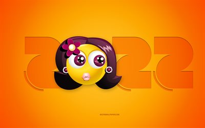 2022 Virgo Year, Happy New Year 2022, yellow background, 3D Virgo zodiac sign, 2022 New Year, Virgo zodiac sign, 2022 concepts, Virgo