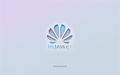 Huawei logo, cut out 3d text, white background, Huawei 3d logo, Huawei emblem, Huawei, embossed logo, Huawei 3d emblem