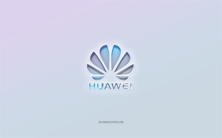 Huawei-logotyp, utskuren 3d-text, vit bakgrund, Huawei 3d-logotyp, Huawei-emblem, Huawei, pr&#228;glad logotyp, Huawei 3d-emblem