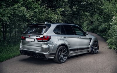 BMW X5, 2018, un luxe argent SUV, tuning X5, voitures allemandes, BMW