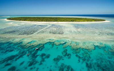Maalaismainen Saari, 4k, meri, kes&#228;ll&#228;, rannikolla, Australia