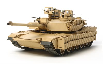 M1 Abrams, Amerikansk tank, 3d-modell, bepansrade fordon, gul kamouflage