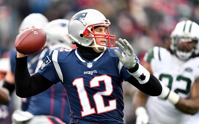 Tom Brady, 4k, New England Patriots, partida, zagueiro, futebol americano, NFL