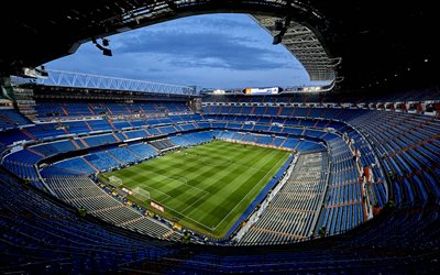 Stade Santiago Bernabeu, 4k, du stade de football du Real Madrid Stadium, football