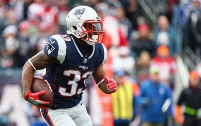 Dion Lewis, 4k, NFL, running back, England Patriots, american football