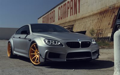 BMW M6 Gran Coup&#233;, 2017, de optimizaci&#243;n, de color gris mate de la coupe, el bronce ruedas, Savini Forjado SV26 Ruedas