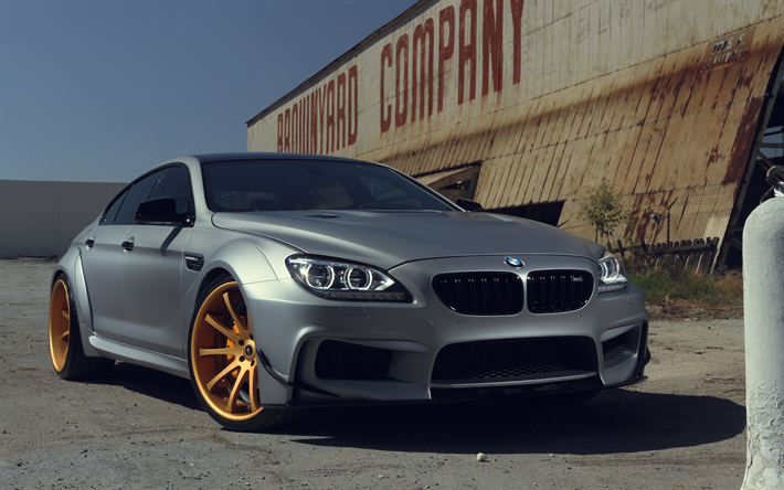 BMW M6 Gran Coup&#233;, 2017, tuning, gris mat coup&#233;, bronze roues, Savini Forg&#233; SV26 Roues