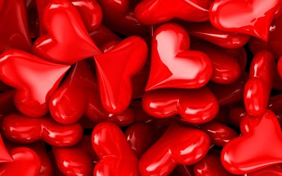 3d, rosso, cuore, Giorno di san Valentino, il 14 febbraio, di amore, di concetti, di riflessione, di