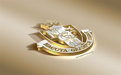 Nagoya Grampus, Japanese football club, golden silver logo, Nagoya, Japan, J1 League, 3d golden emblem, creative 3d art, football
