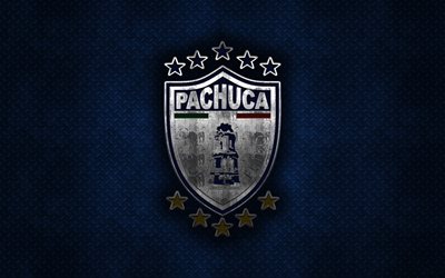 CF Pachuca, au mexique club de football, bleu m&#233;tal, texture, en m&#233;tal, logo, embl&#232;me, Pachuca de Soto, le Mexique, la Liga MX, art cr&#233;atif, le football, le FC Pachuca