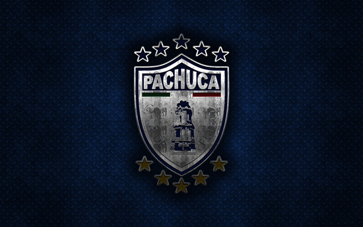 CF Pachuca, Mexican football club, blue metal texture, metal logo, emblem, Pachuca de Soto, Mexico, Liga MX, creative art, football, Pachuca FC