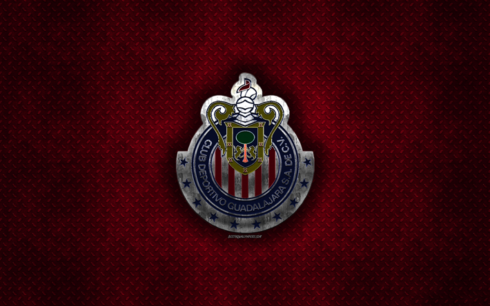 Club Deportivo Guadalajara, Meksikon football club, punainen metalli tekstuuri, metalli-logo, tunnus, Guadalajara, Liga MX, creative art, jalkapallo, CD Guadalajara, Chivas Guadalajara