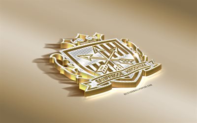 Sanfrecce Hiroshima, Japanese football club, golden silver logo, Hiroshima, Japan, J1 League, 3d golden emblem, creative 3d art, football