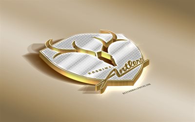 Kashima Antlers, Japon&#234;s futebol clube, ouro prata logotipo, Kashima, Jap&#227;o, J1 League, 3d emblema de ouro, criativo, arte 3d, futebol