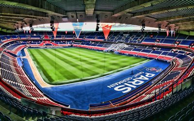 Notre Dame, HDR, boş stadyum, des Lumieres, Paris Saint-Germain FC, PSG stadyum, Fransız stadyumlar, Paris, Fransa Stade