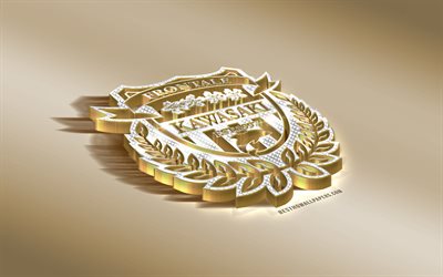 Kawasaki Frontale, Japanese football club, golden silver logo, Kawasaki, Japan, J1 League, 3d golden emblem, creative 3d art, football