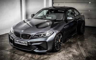 BMW M2 Coupe, 2016, Black M2, Black F87, sports car, tuning BMW M2